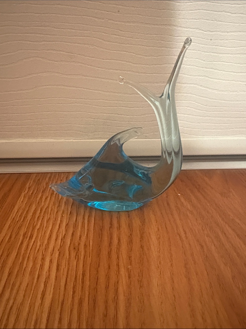 Handblown Blue Glass Fish Sculpture - UV Reactive to 365-395UV